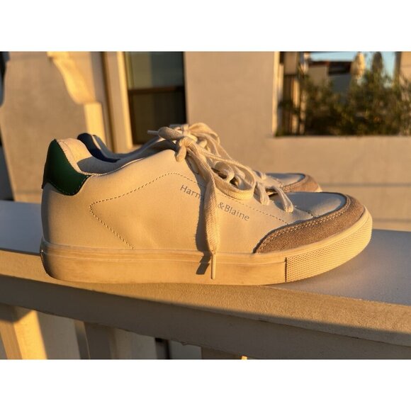 Harmont & Blaine white leather sneakers sz 7 colorblock dauschand embroidered - Picture 7 of 16
